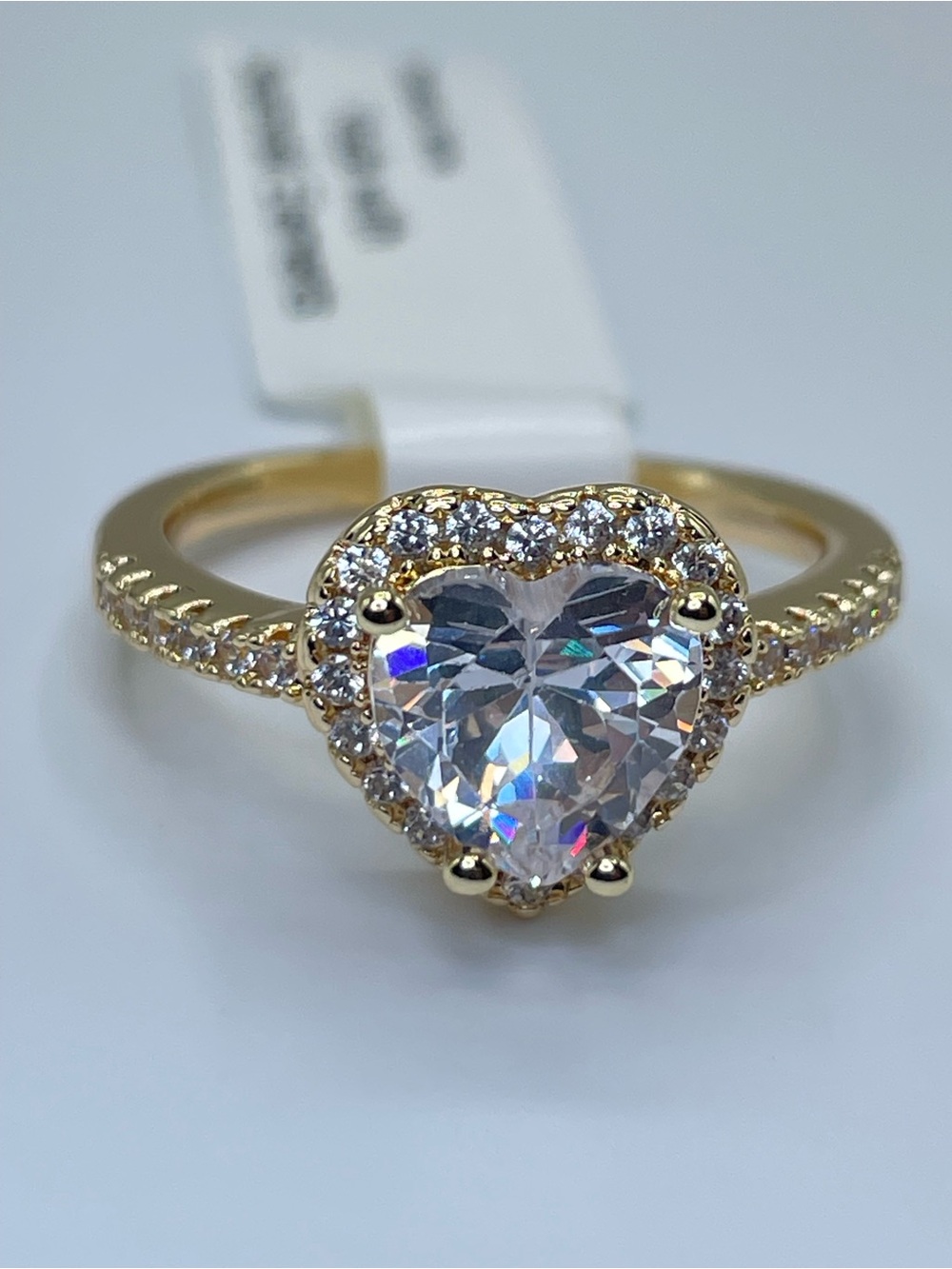 Swarovski Crystal Elements White Heart Cut Swarovski Crystal Halo Ring Sz 8